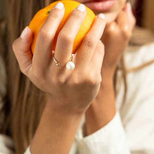 Anillo de Plata Bañado en Oro con Diseño Semiabierto