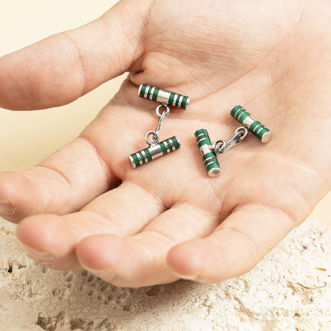 Gemelos de Plata con Laca China