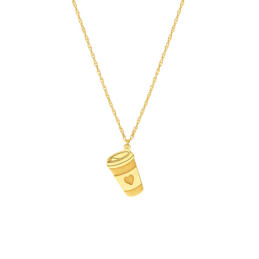 Cadena con vaso de cafe en oro 14k